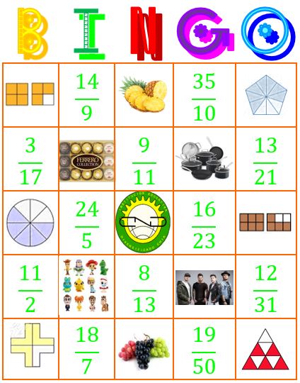 Bingo Fracciones Grado Sexto Ingrid Math 9287